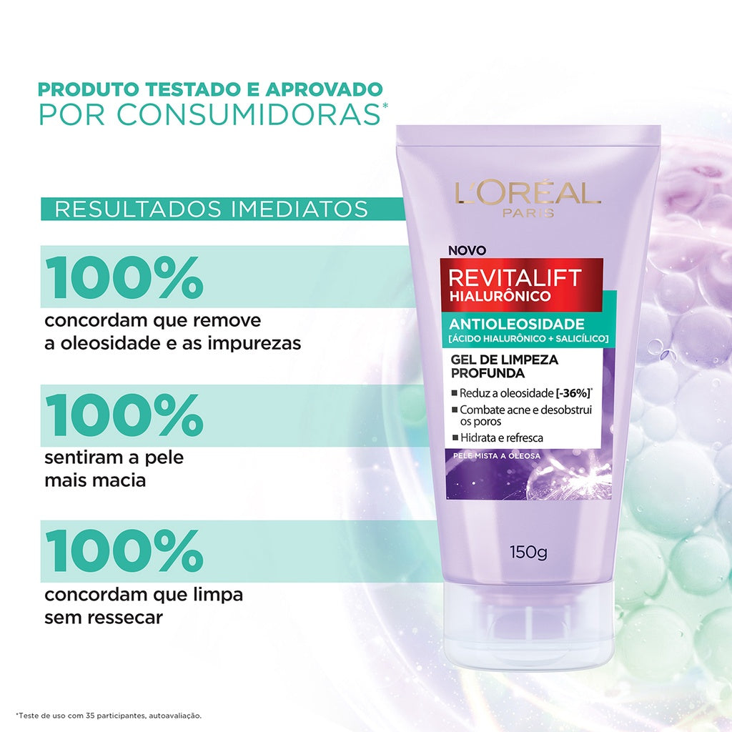Gel de Limpeza Antioleosidade L'Oréal Paris Revitalift Hialurônico, 150g - Imagem 4