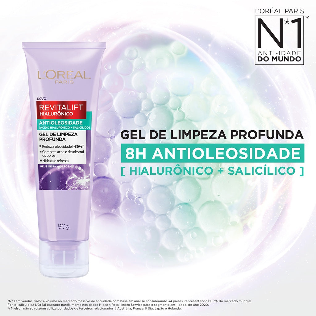 Gel de Limpeza Antioleosidade L'Oréal Paris Revitalift Hialurônico, 80g - Imagem 2