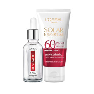 Kit Sérum Preenchedor Anti-idade + Protetor Solar Facial Antirrugas