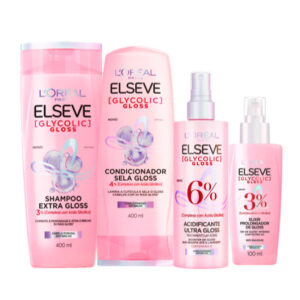 Kit Glycolic Gloss - Shampoo 400ml + Condicionador 400ml + Acidificante + Sérum