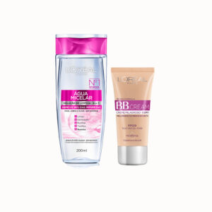Kit Loreal Paris Água Micelar 5 em 1 - 200ml + Base BB Cream Cor Escura FPS20