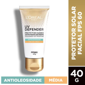 Protetor Solar Facial L'Oréal Paris UV Defender Antioleosidade Cor Média FPS 60, 40g