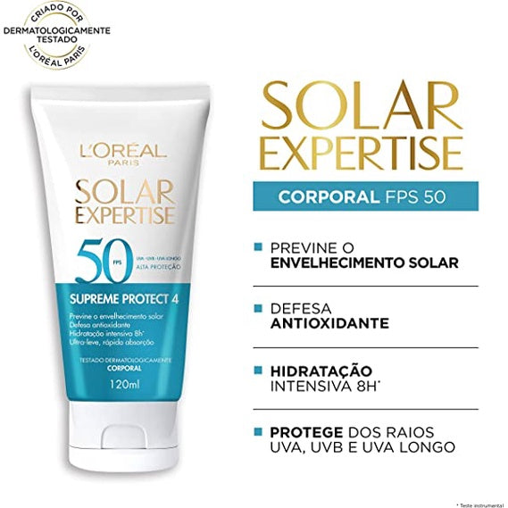 Protetor Solar Corporal L'Oréal Paris Solar Expertise Supreme Protect 4 FPS 50, 120 ml - Imagem 3